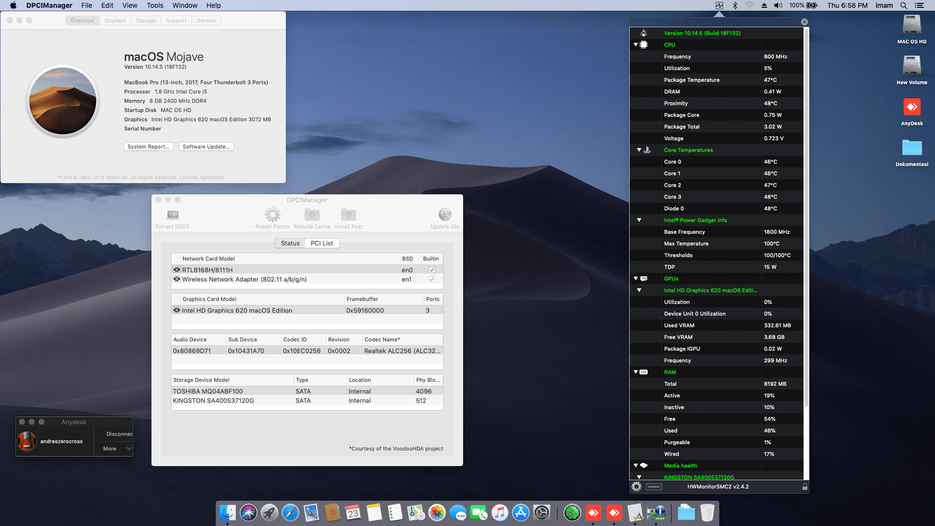 Success Hackintosh macOS Mojave 10.14.5 Build 18F132 at Asus A442UF-FA020T